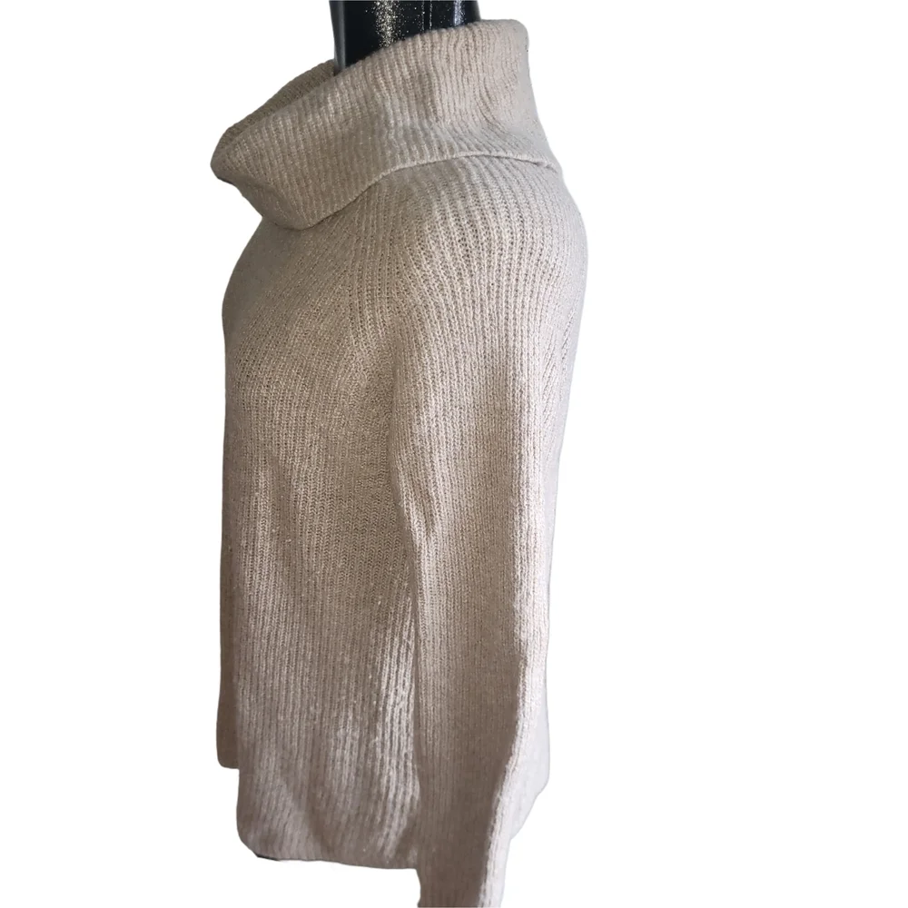 Tahari Cream Merino Wool Blend Turtleneck Sweater Size S - Picture 5 of 7